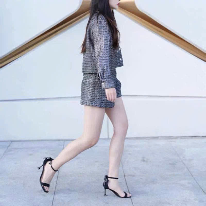 Set Maje vải tuýt kim loại đính sequin