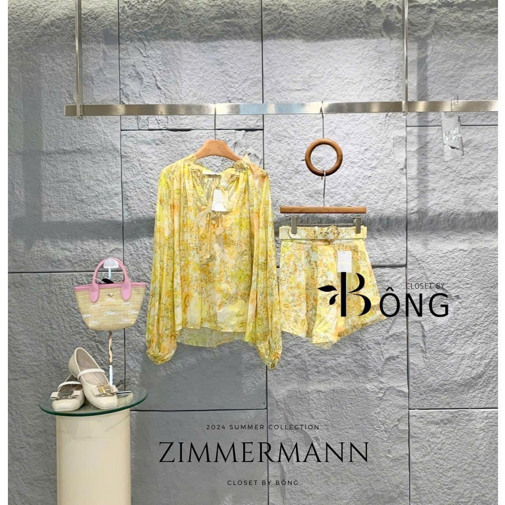 Quần ZIMMERMANN hoa vàng kèm betl bản to