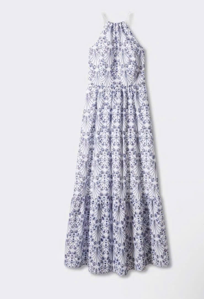 Váy maxi MNG thô đũi hoa nhí 2 quai mảnh