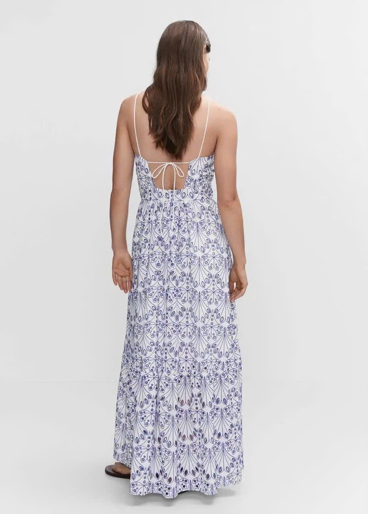 Váy maxi MNG thô đũi hoa nhí 2 quai mảnh