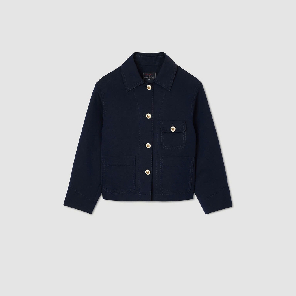 Jacket Sandro khaki cổ bẻ màu navy