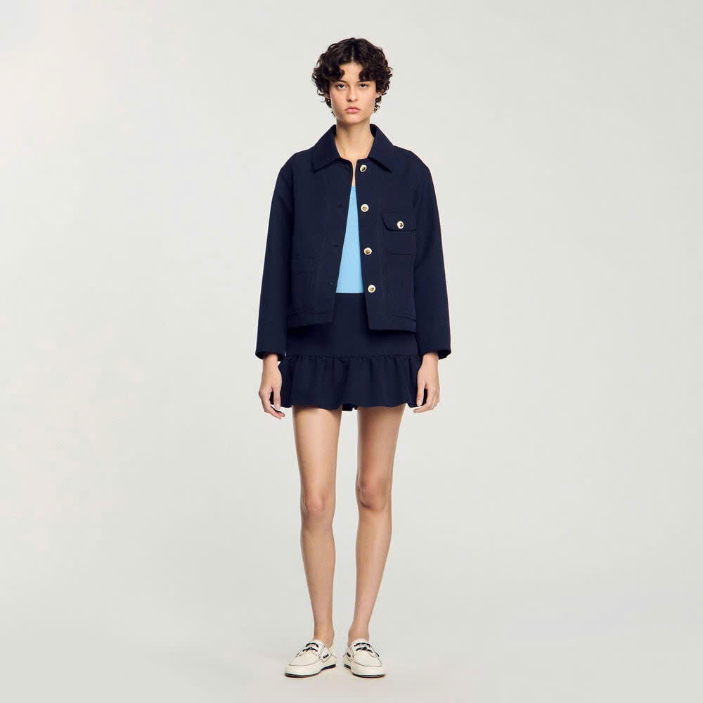 Jacket Sandro khaki cổ bẻ màu navy