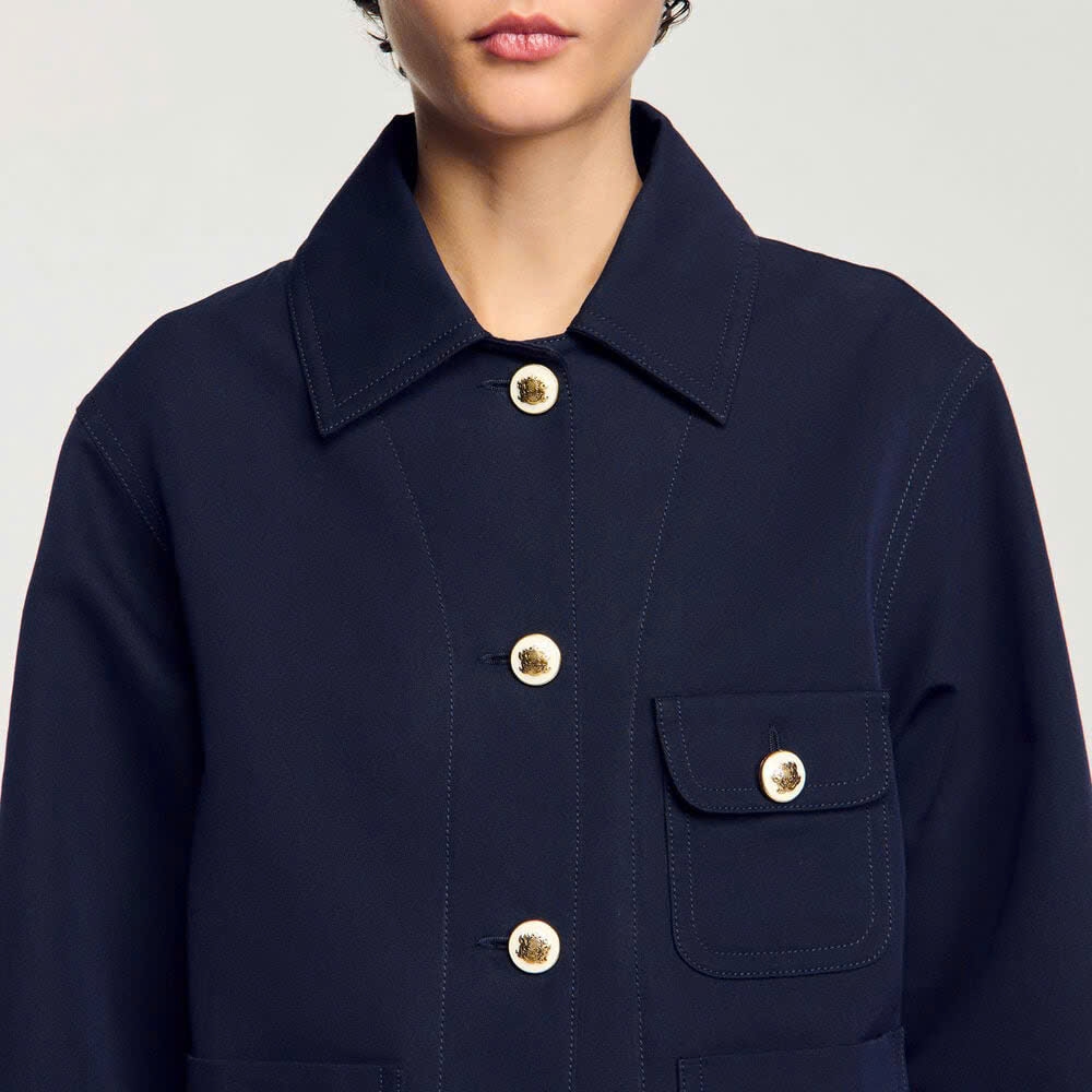 Jacket Sandro khaki cổ bẻ màu navy