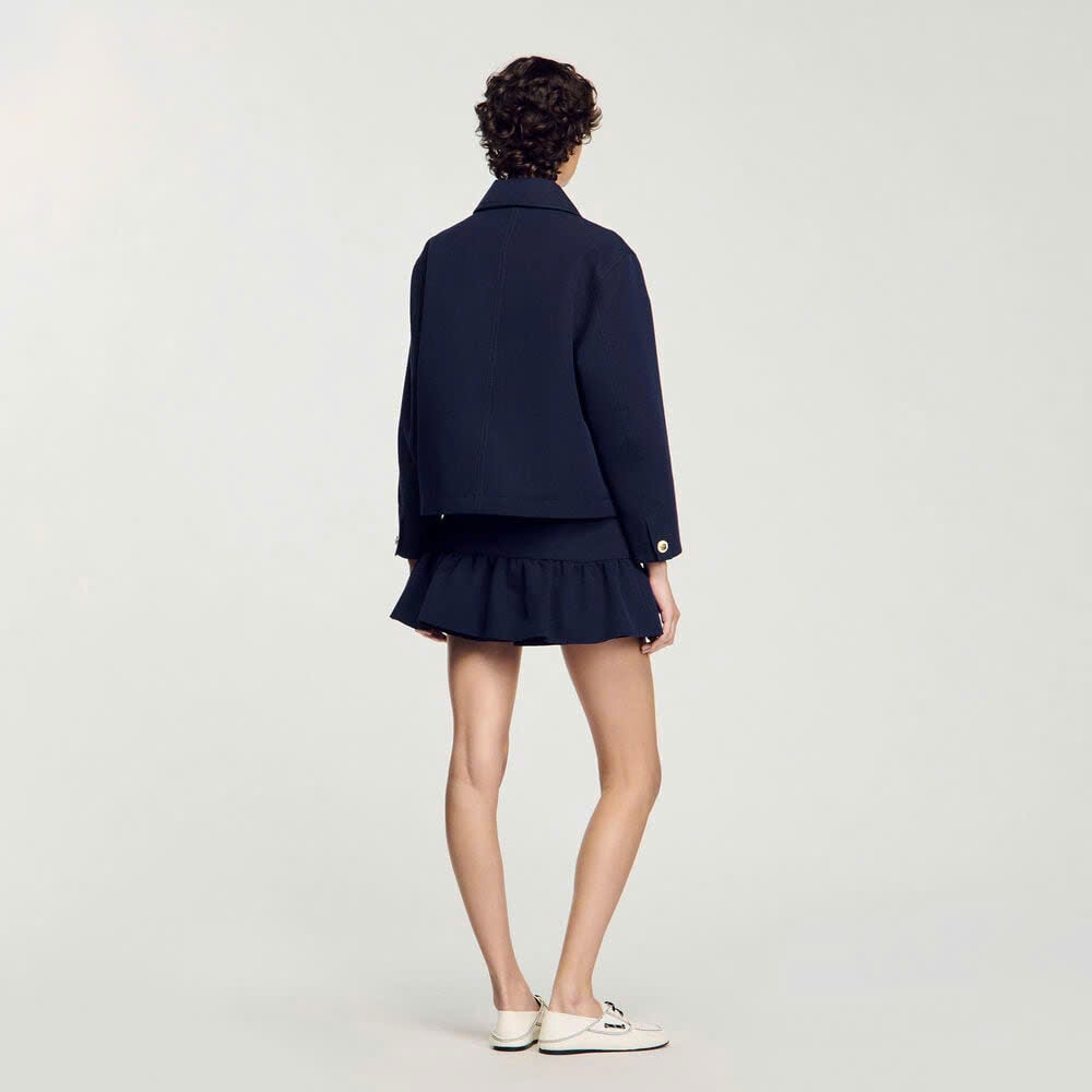 Jacket Sandro khaki cổ bẻ màu navy