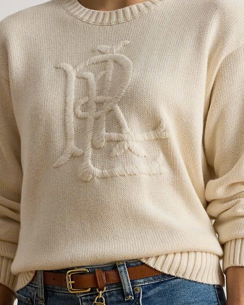 Áo len Polo RL cổ tròn logo nổi