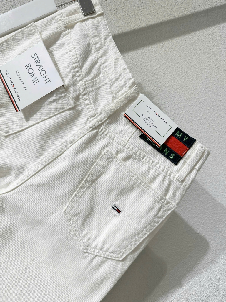 Quần baggy Tommy trắng rách gối dư xịn