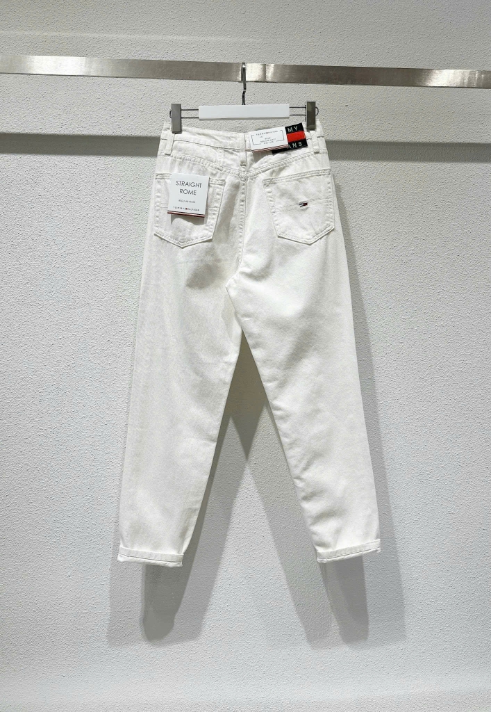 Quần baggy Tommy trắng rách gối dư xịn
