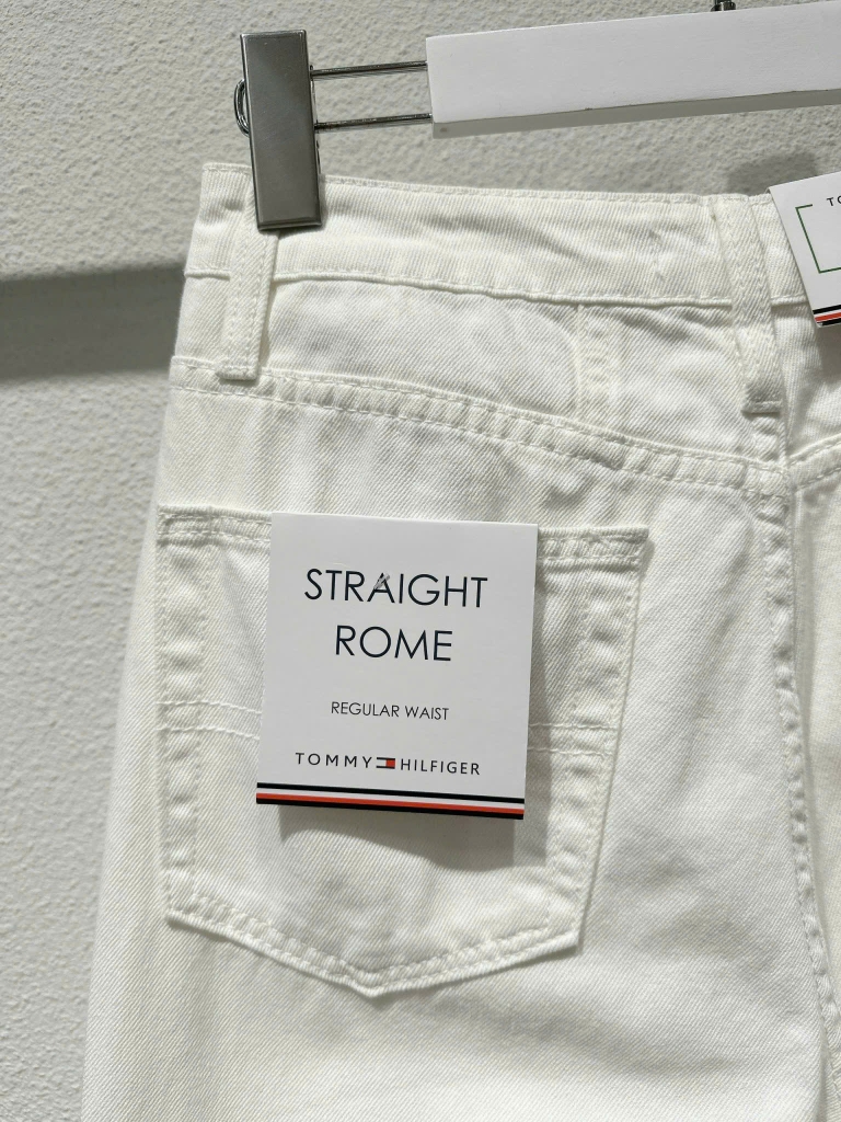 Quần baggy Tommy trắng rách gối dư xịn