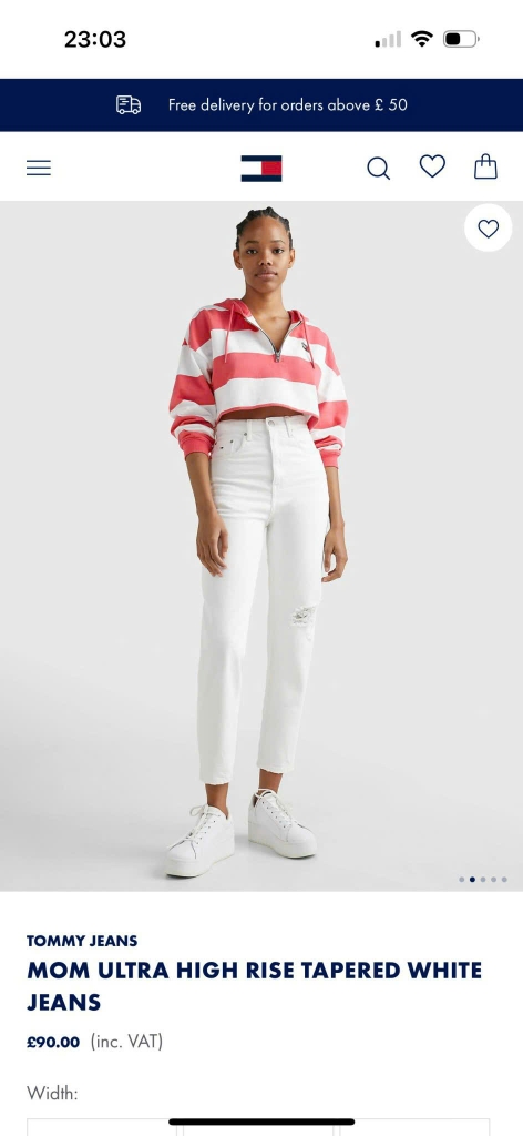 Quần baggy Tommy trắng rách gối dư xịn
