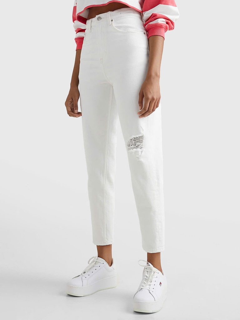 Quần baggy Tommy trắng rách gối dư xịn