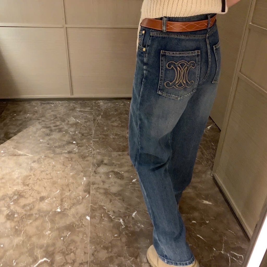 Quần jean Celine kèm belt nâu