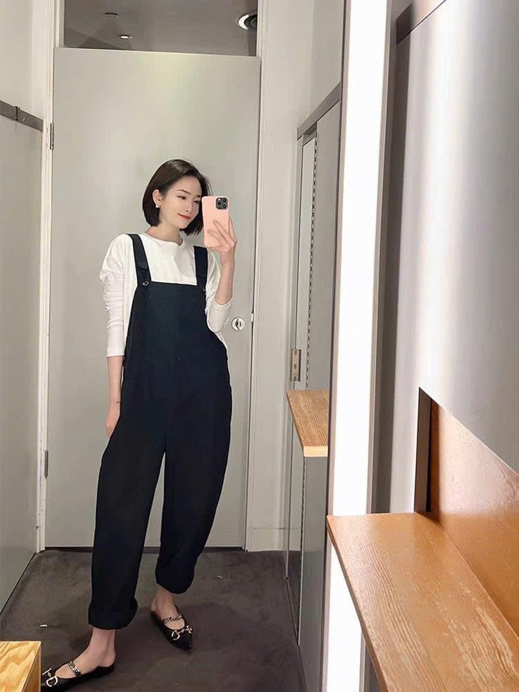 Quần yếm COS đen túi hộp