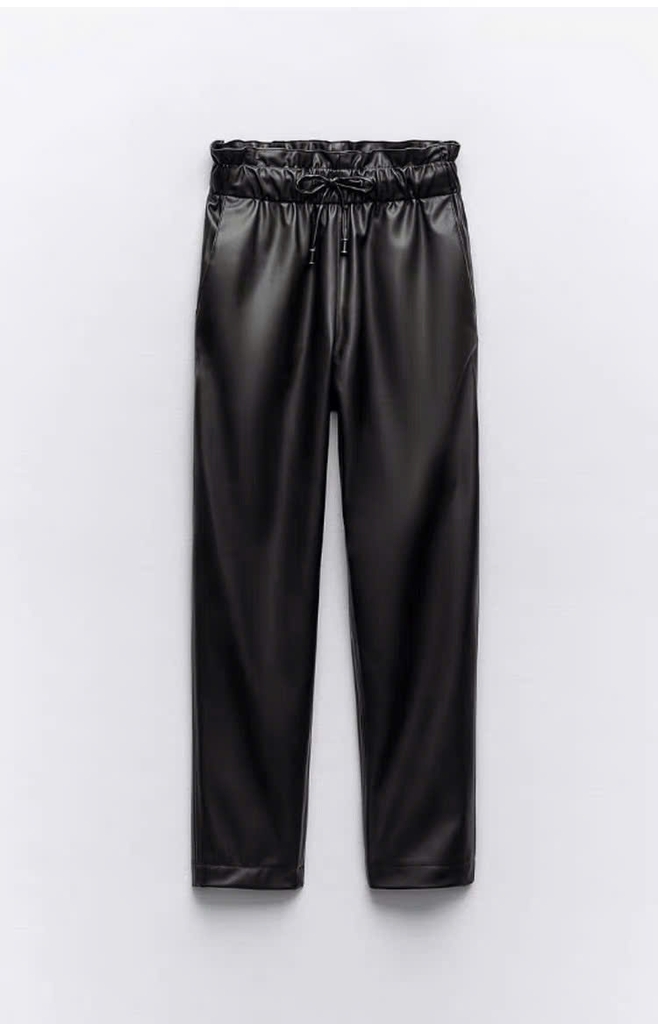 Quần da Zara đen dư xịn dáng baggy