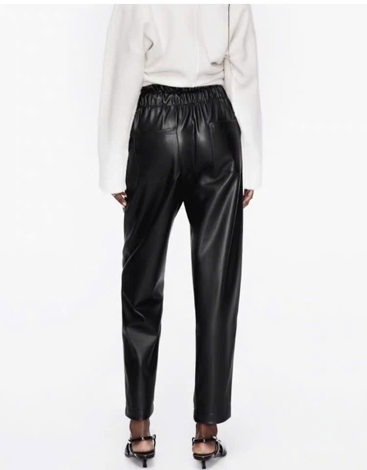 Quần da Zara đen dư xịn dáng baggy