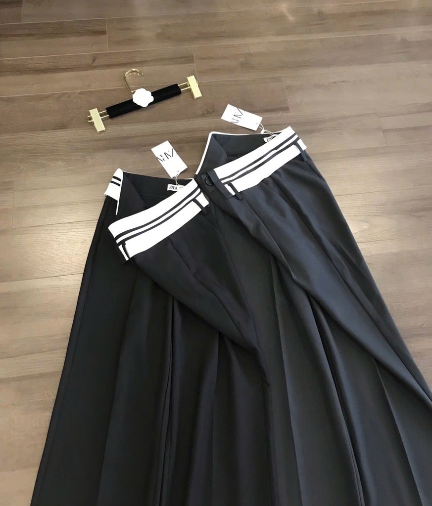 Quần suông Zara cạp lật trắng