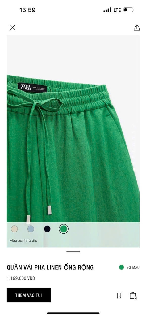 Quần suông đũi Zara cạp chun