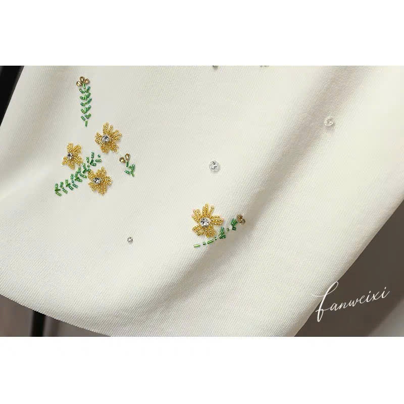 Top dệt kim MiuMiu đính kim sa