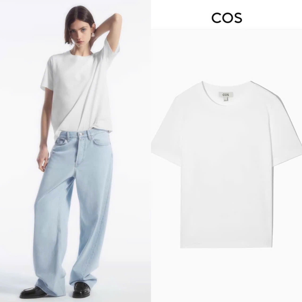 T-shirt COS trắng trơn dáng suông