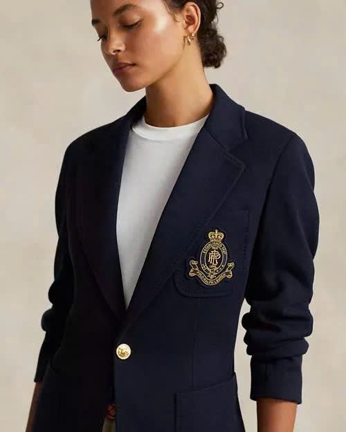 Polo Ralph Lauren Double-Knit Jacquard Blazer - 1 khuy Huy hiệu thêu