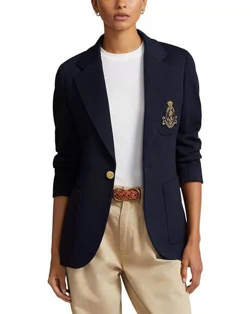 Polo Ralph Lauren Double-Knit Jacquard Blazer - 1 khuy Huy hiệu thêu
