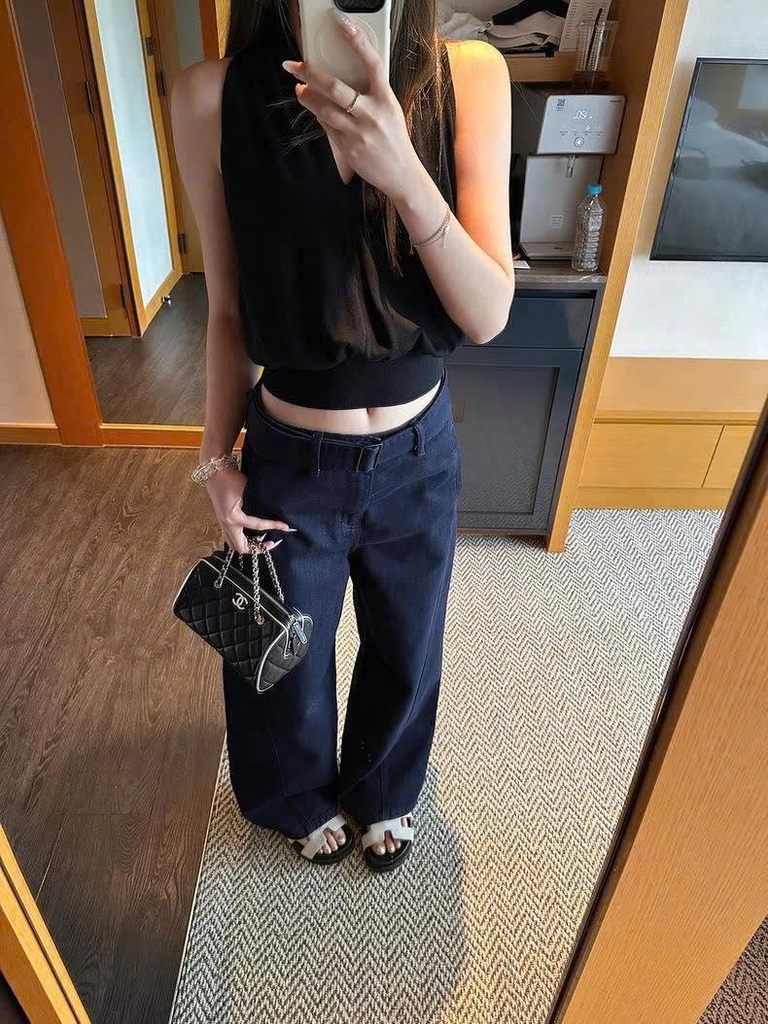 Quần denim Polo màu chàm dáng suông