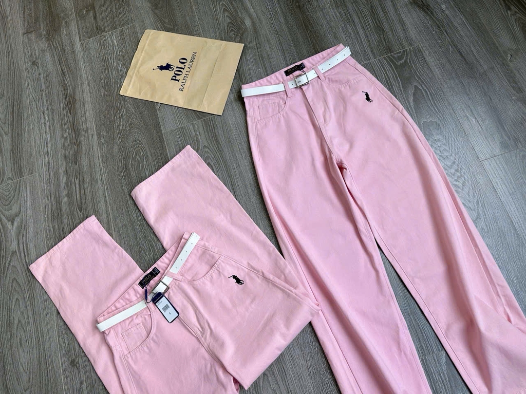 Quần denim Polo hồng kèm belt