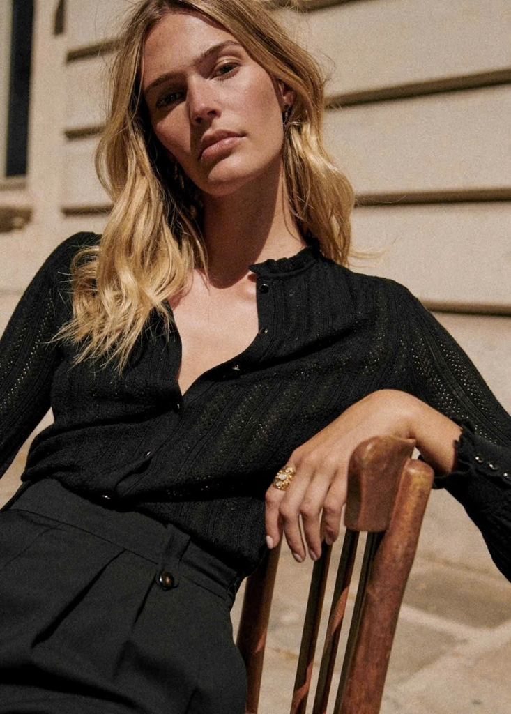 Cardigan Sezane cổ bèo