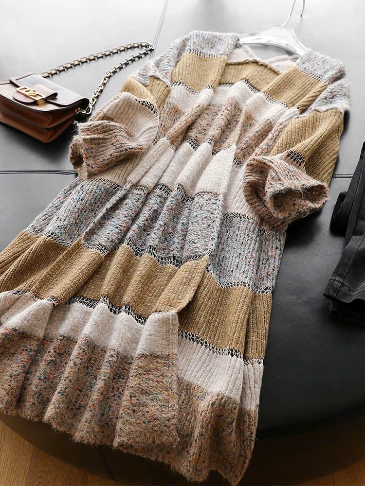 Cardigan Zara dáng dài phối màu cafe