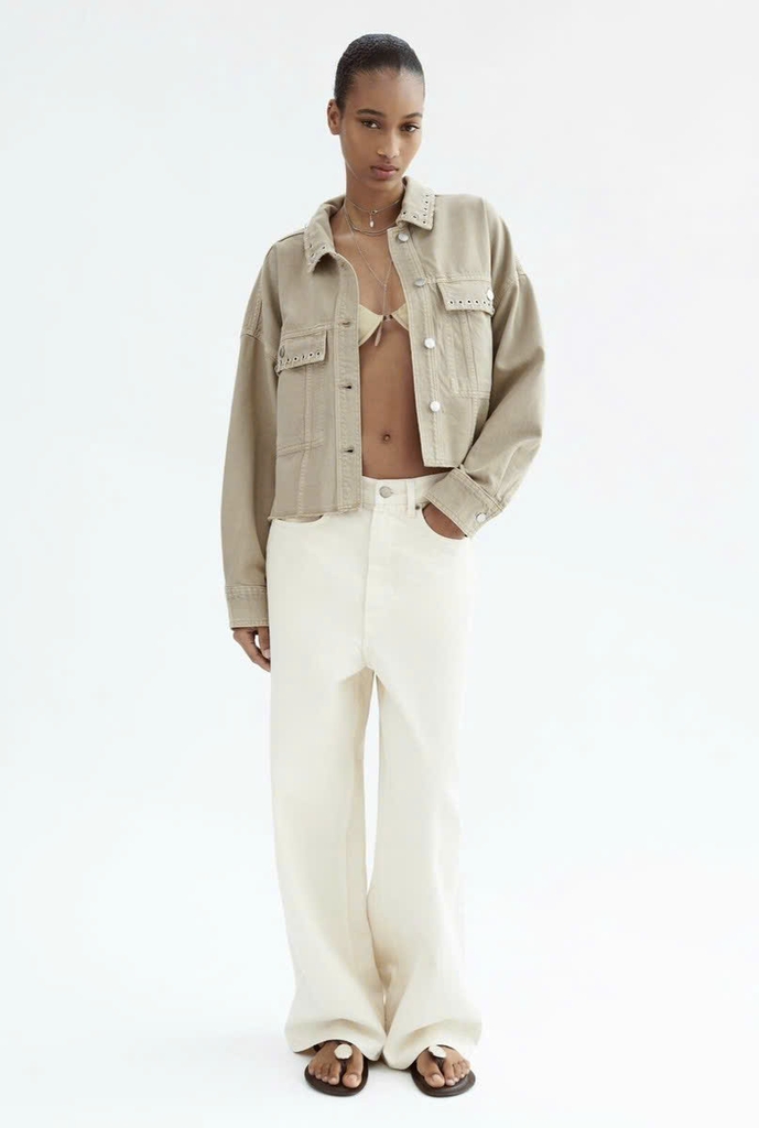 Jacket Zara khaki đinh tán