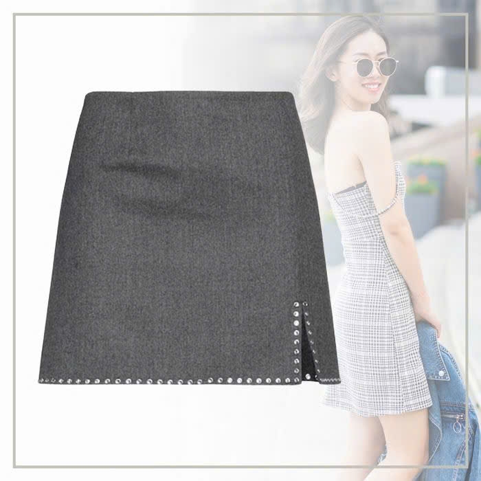 Set dạ Blazer Sandro đính đá bling màu lông chuột