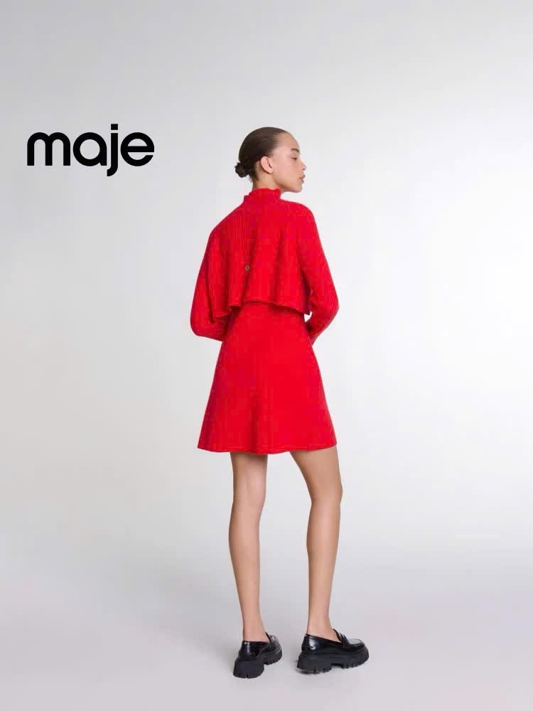 Áo len MAJE sợi dệt cổ dựng