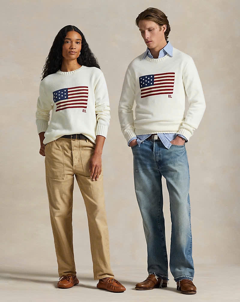 Áo len Polo cờ Mỹ 100% cotton 2 màu