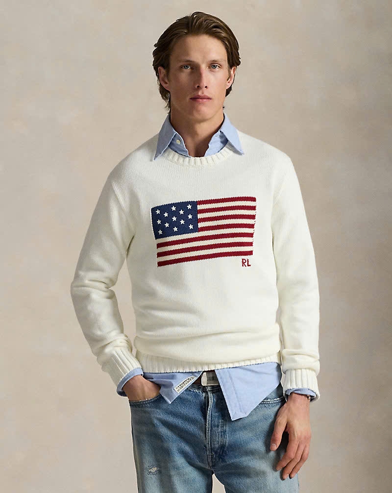 Áo len Polo cờ Mỹ 100% cotton 2 màu