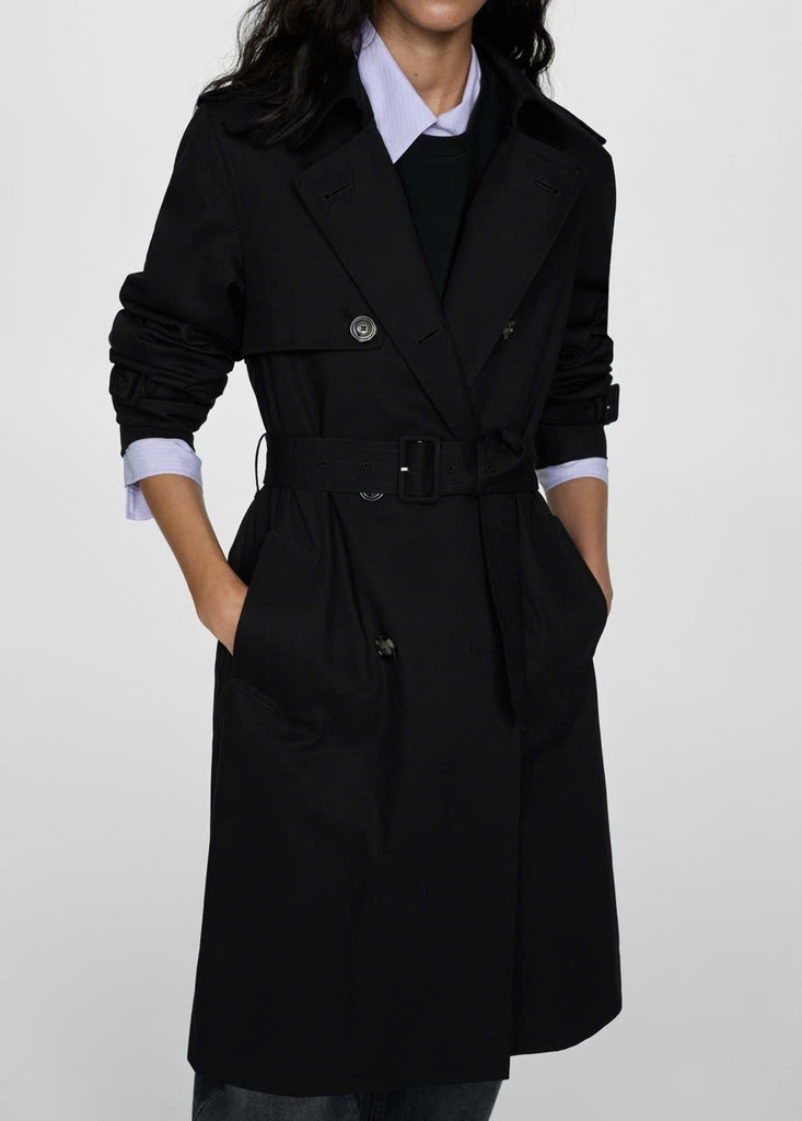 Trendcoat MNG đen dáng dài