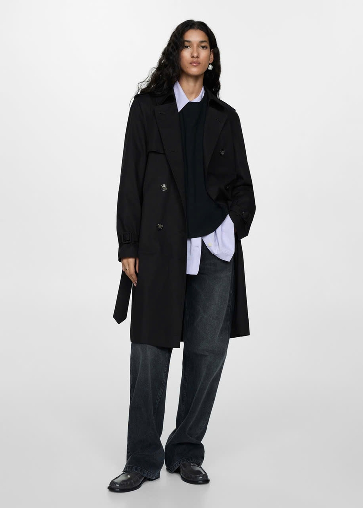 Trendcoat MNG đen dáng dài