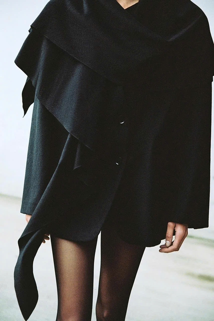 Blazer dạ handmade kèm khăn đen