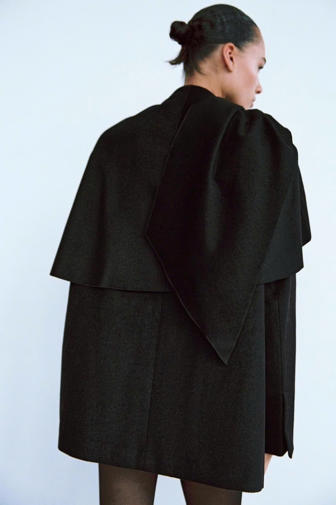 Blazer dạ handmade kèm khăn đen