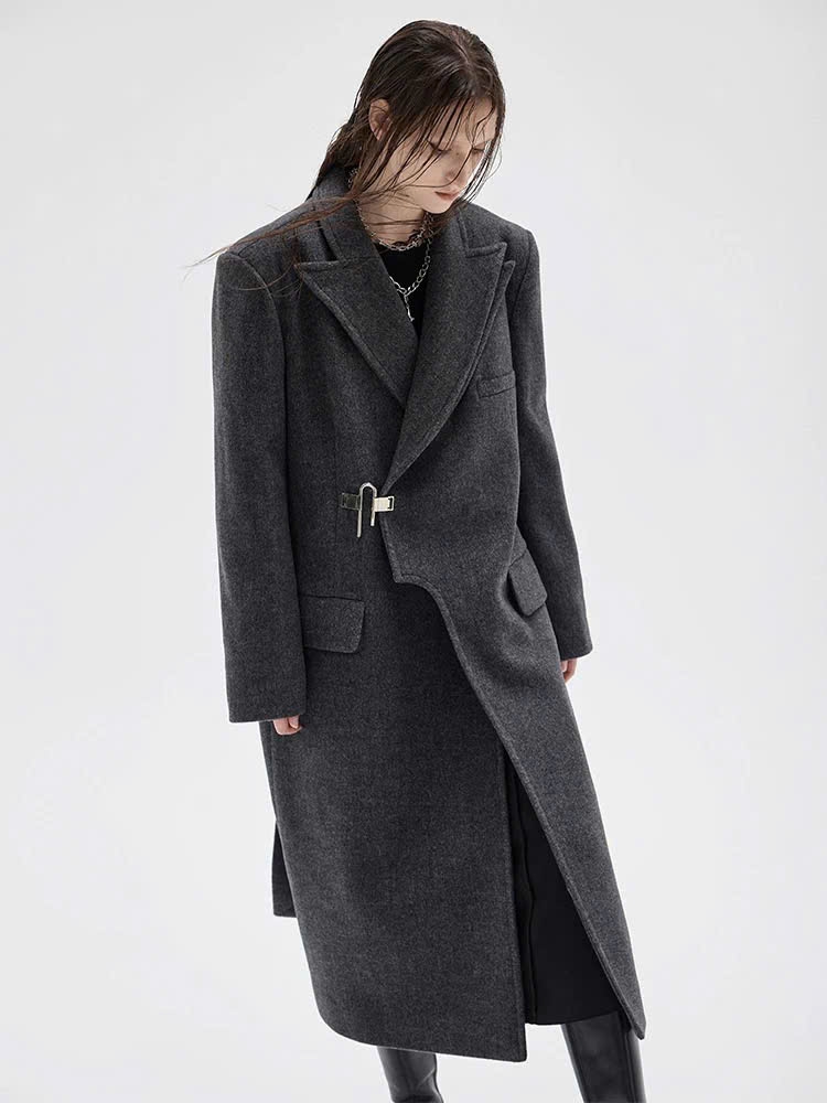 Coat dạ ép MaxMara khuy kim loại