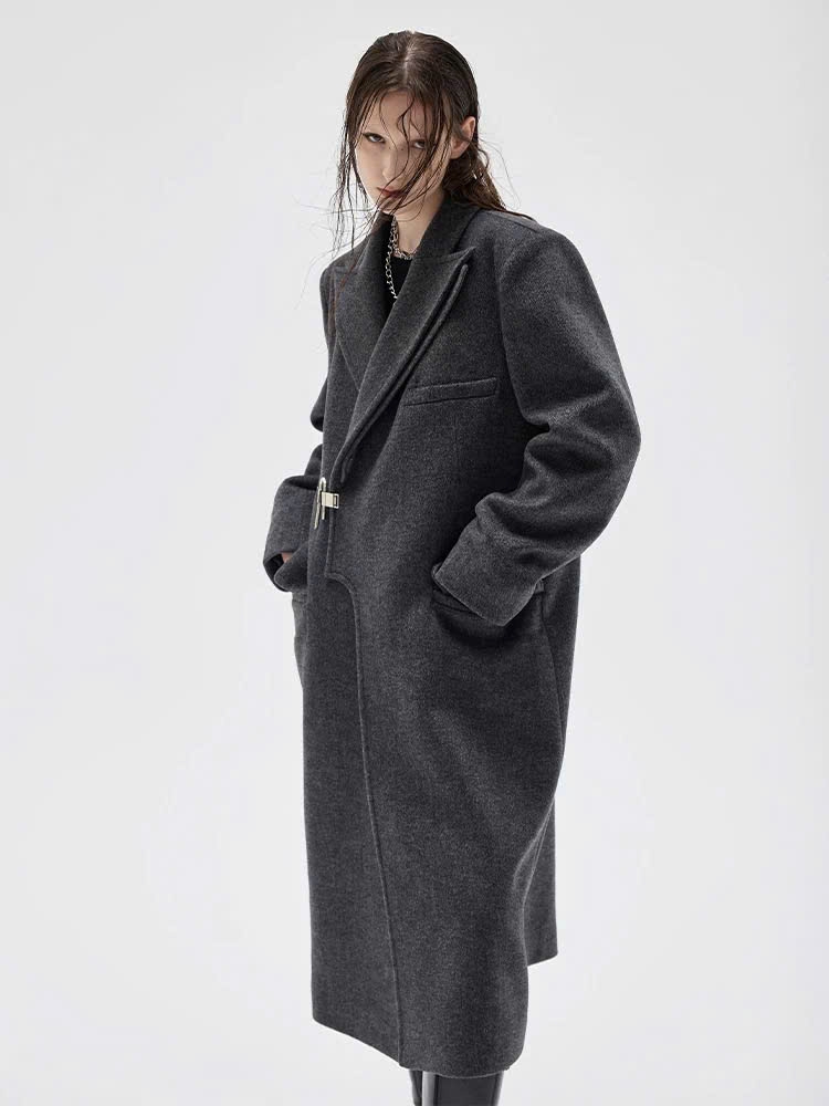 Coat dạ ép MaxMara khuy kim loại