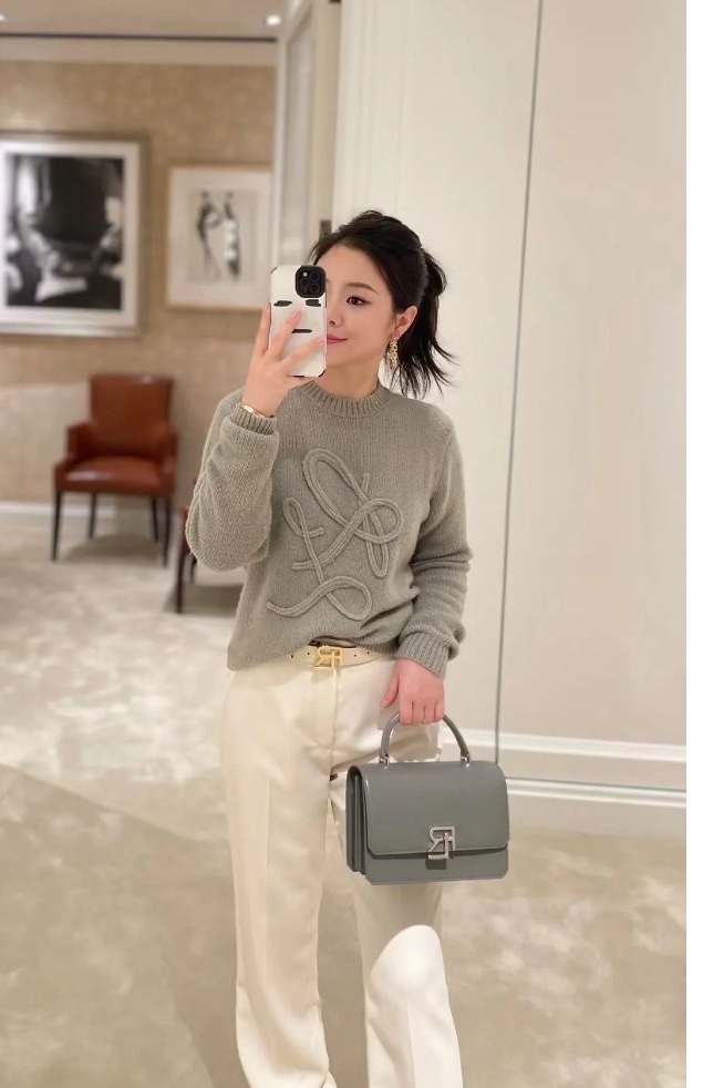 Áo len lông cừu thắt nút RL dáng rộng