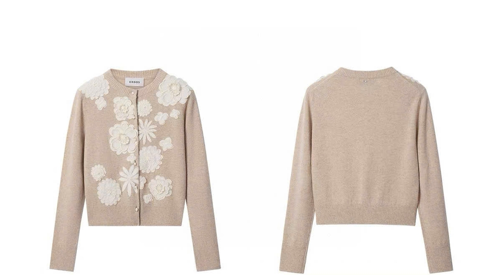 Cardigan ERDOS ren 3D nổi khuy ngọc trai