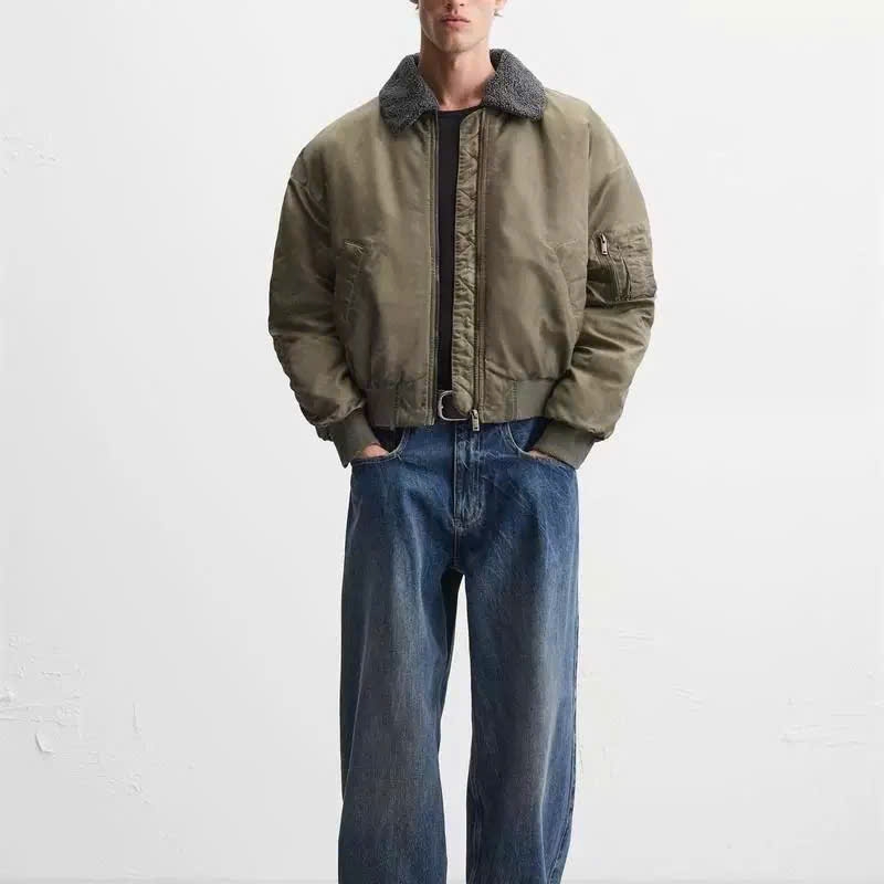 Jacket bomber Zara Man cổ lông