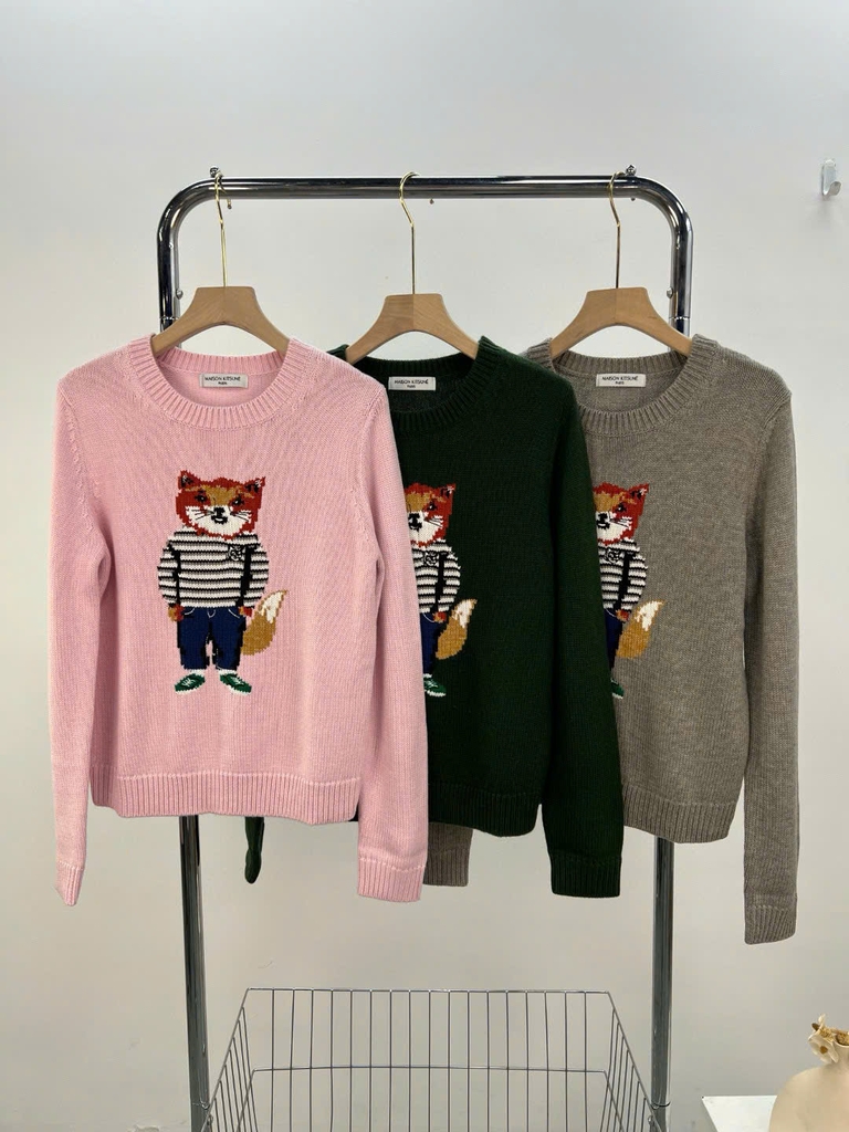 Áo len Maison Kitsune cổ tròn 3 màu