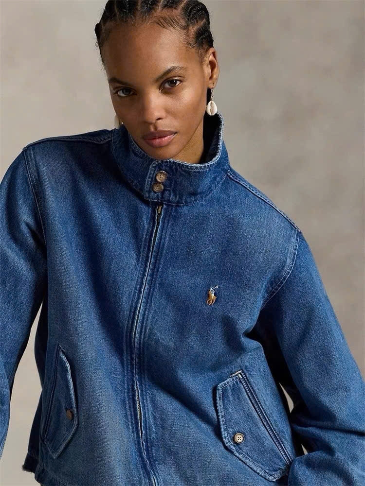 Jacket denim Polo cổ bẻ
