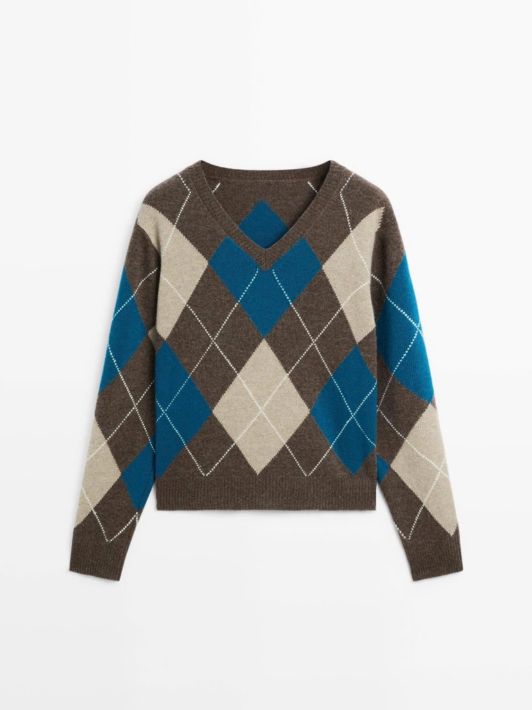 ÁO LEN DỆT HỌA TIẾT ARGYLE PHA LEN