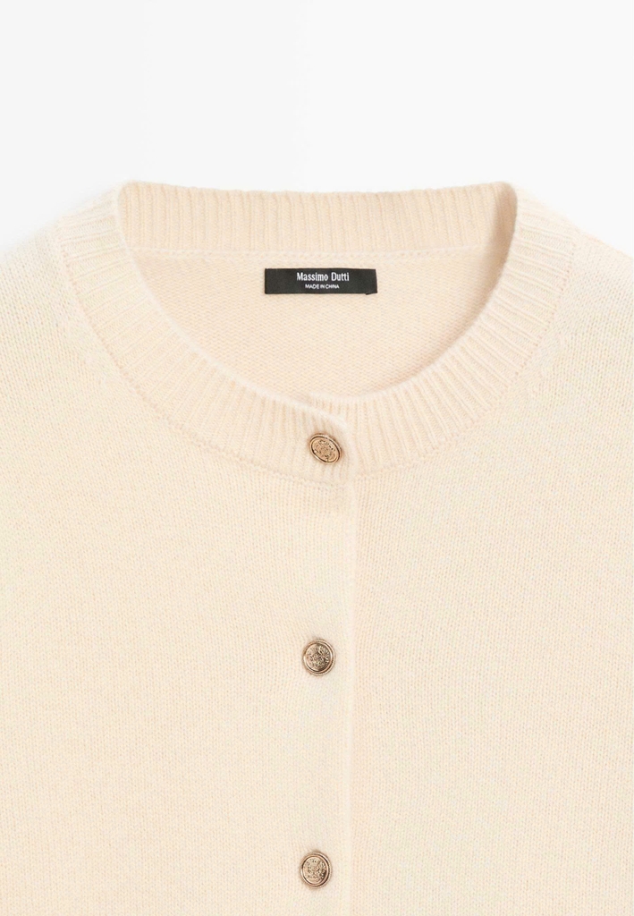 ÁO CARDIGAN DỆT KIM CÓ KHUY VÀNG