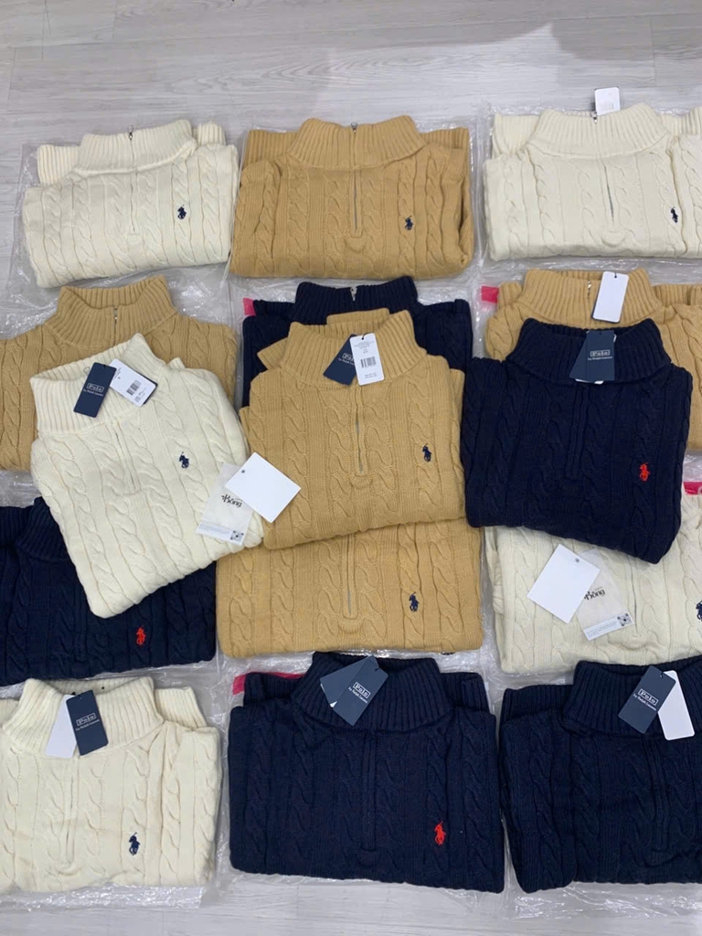 Áo len Polo RL cổ trụ kéo khóa cánh dơi