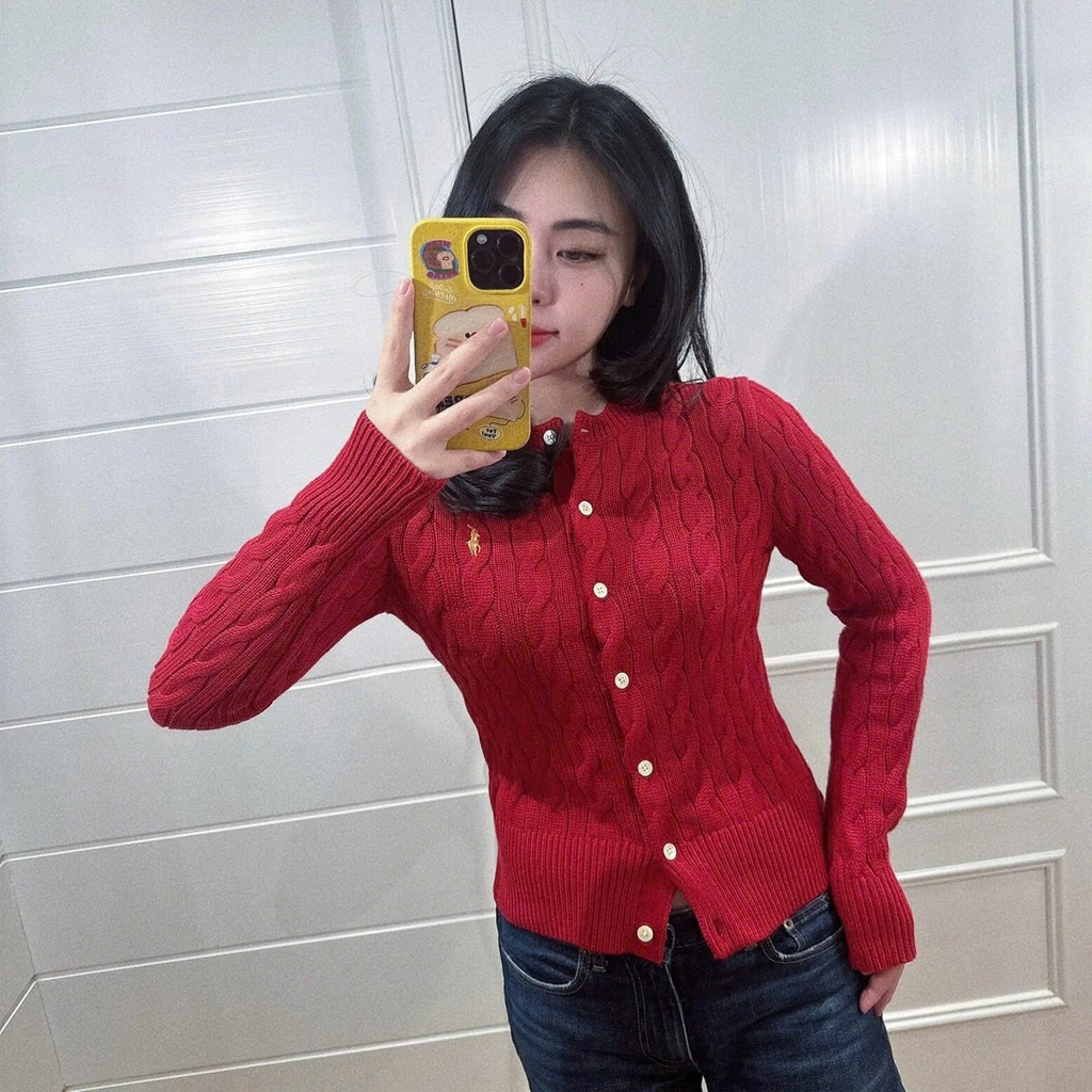Áo cardigan Polo vặn thừng to