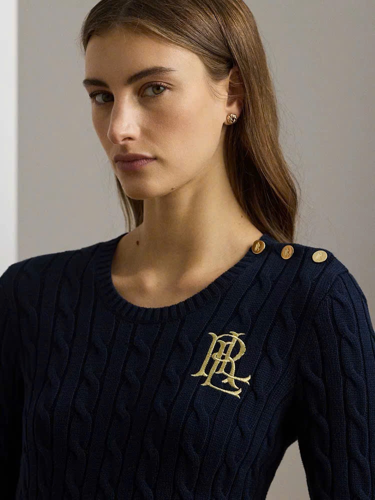 Áo len Polo vặn thừng to phối khuy vai