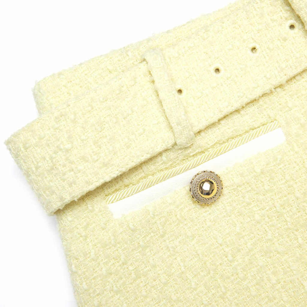 VÁY NGẮN VẢI BOUCLE MÀU VÀNG
